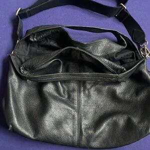 Furla - Black large leather satchel purse.